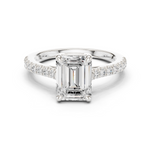 Gold Ring DDLR-039, Emerald center stone, White Gold