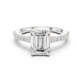 Gold Ring DDLR-039, Emerald center stone, White Gold
