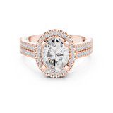 Gold Ring DDLR-341, Oval center stone, Rose Gold, view 4