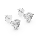 14K Solid Gold Lab Diamond Heart Stud Earrings, White Gold, view 2