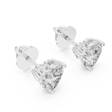 14K Solid Gold Lab Diamond Heart Stud Earrings, White Gold, view 2