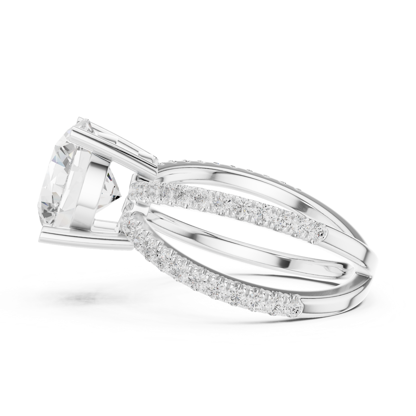 Gold Jewelry L36-25, Round center stone, White Gold, view 3