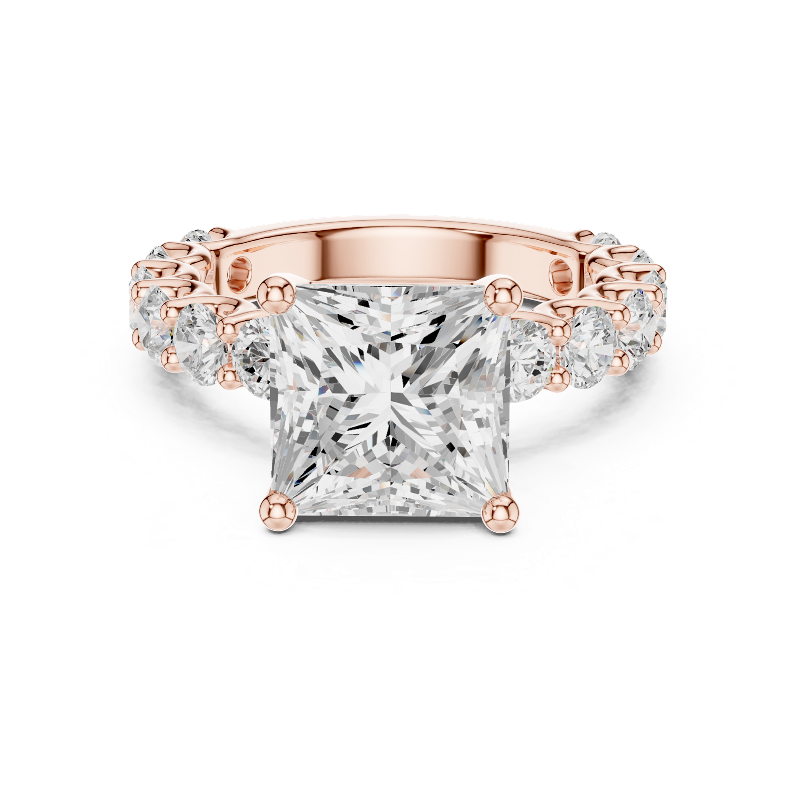 Gold Ring DDLR-087, Princess center stone, Rose Gold, view 4