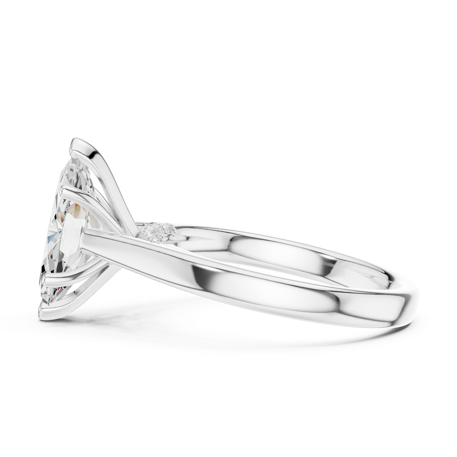 Gold Jewelry L36-18, Marquise center stone, White Gold, view 3