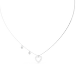 14K Solid Gold Lab Diamond Heart Pendant Necklace, White Gold, view 4