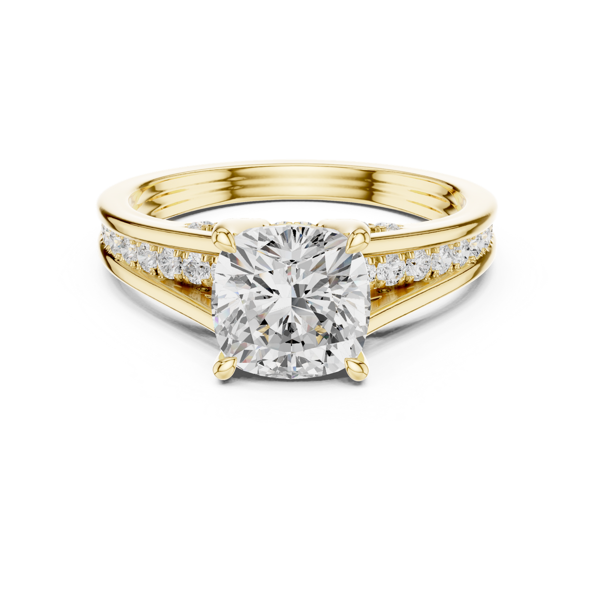 14K Solid Gold Lab Diamond Solitaire Ring, Yellow Gold
