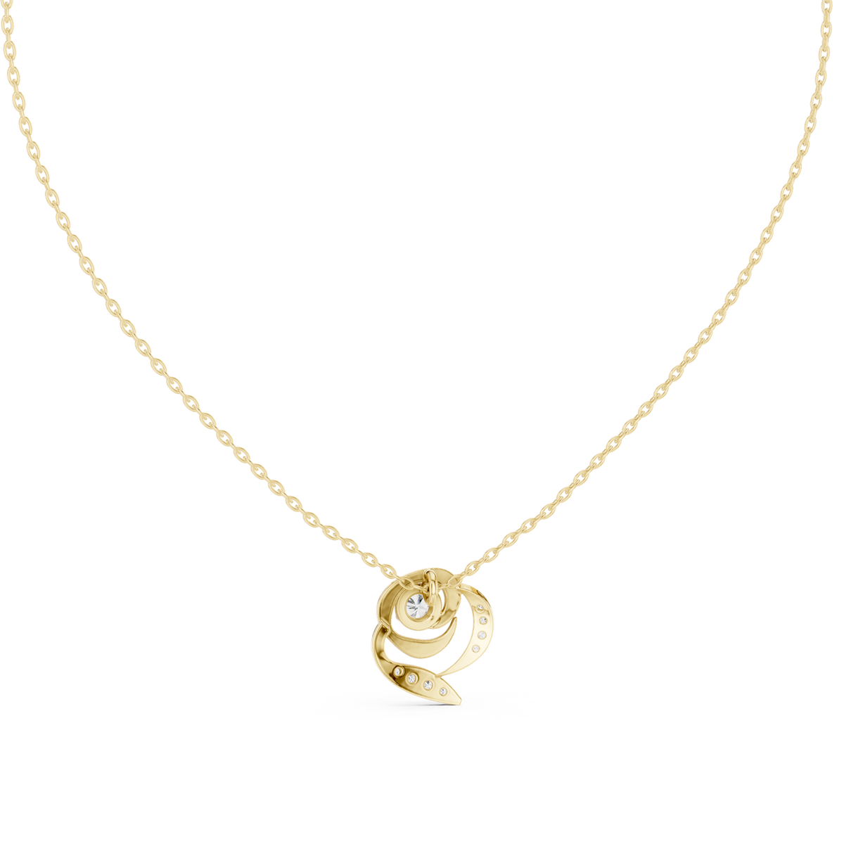 14K Solid Gold Lab Diamond Pendant Necklace, Yellow Gold, view 4