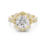 Gold Ring DDLR-442, Round center stone, Yellow Gold, view 4