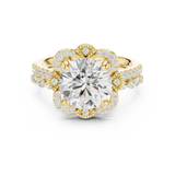Gold Ring DDLR-442, Round center stone, Yellow Gold, view 4