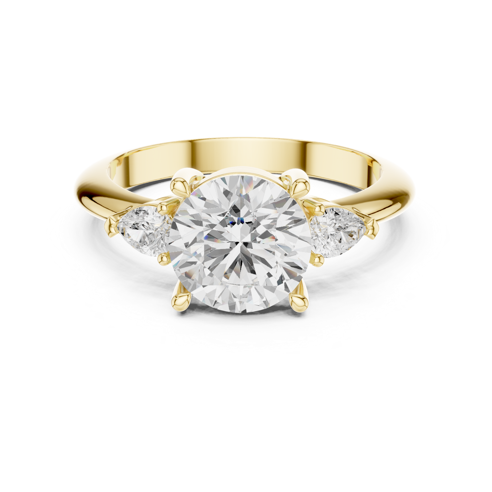 Gold Jewelry L35-66, Round center stone, Yellow Gold, view 4