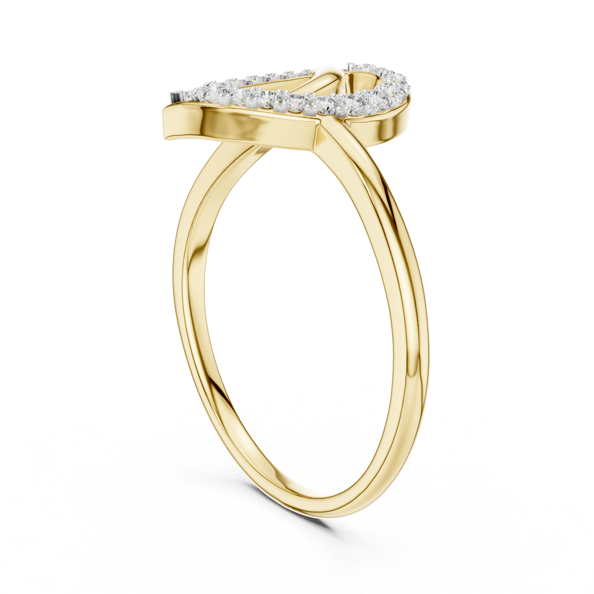 14K Solid Gold Lab Diamond Heart Cluster Ring, Yellow Gold, view 1