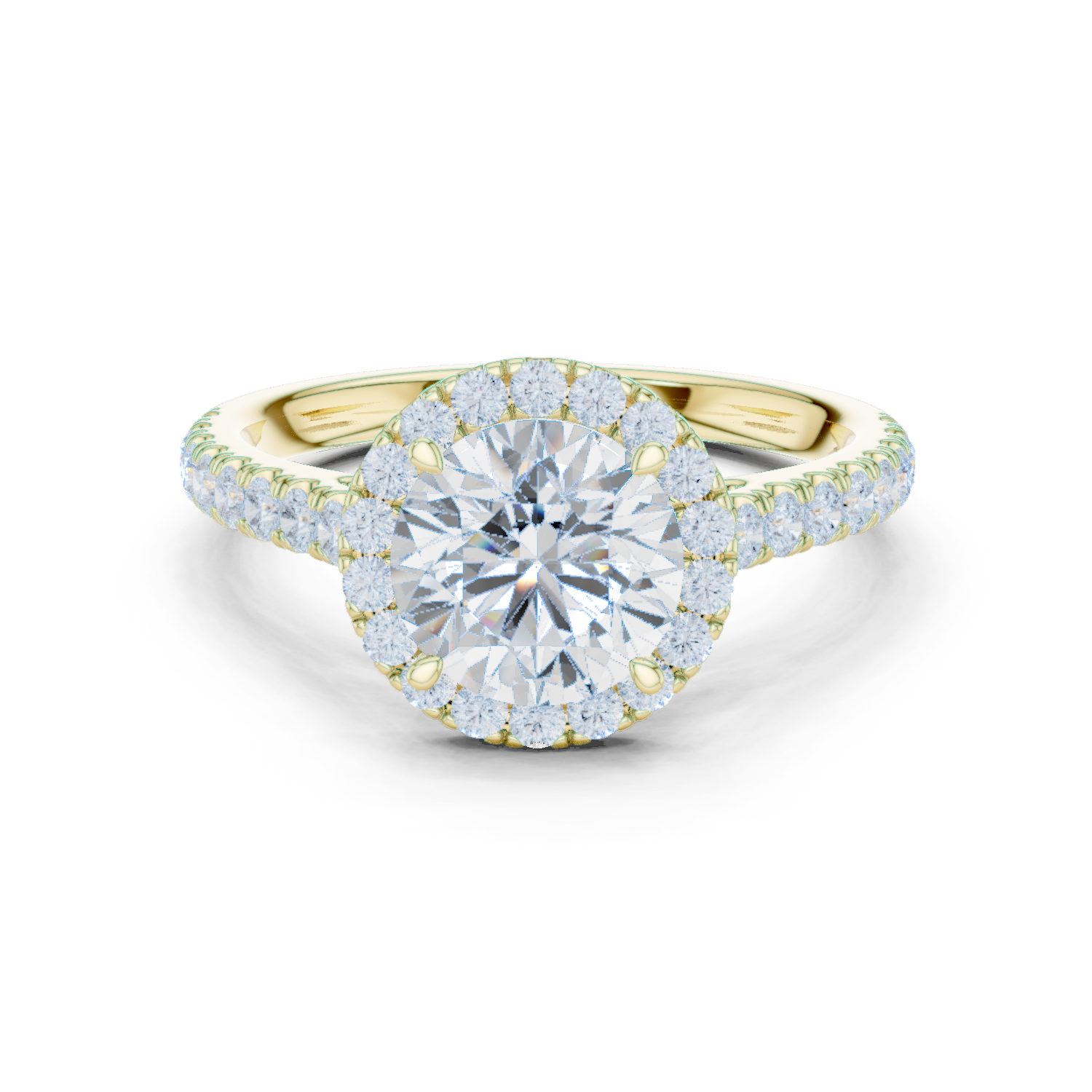 Gold Ring DDLR-118, Round center stone, Yellow Gold
