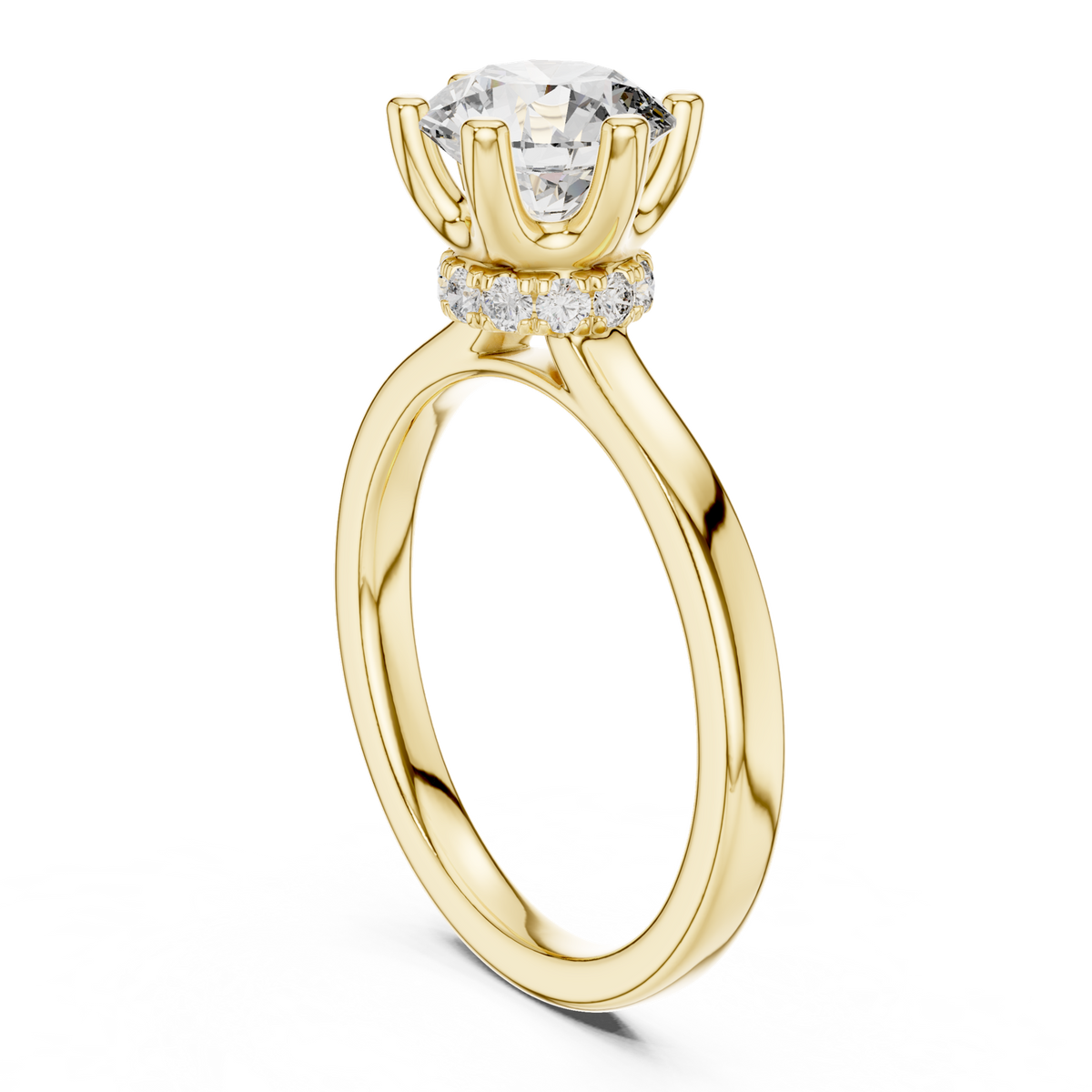 14K Solid Gold Lab Diamond Solitaire Ring, Yellow Gold, view 1