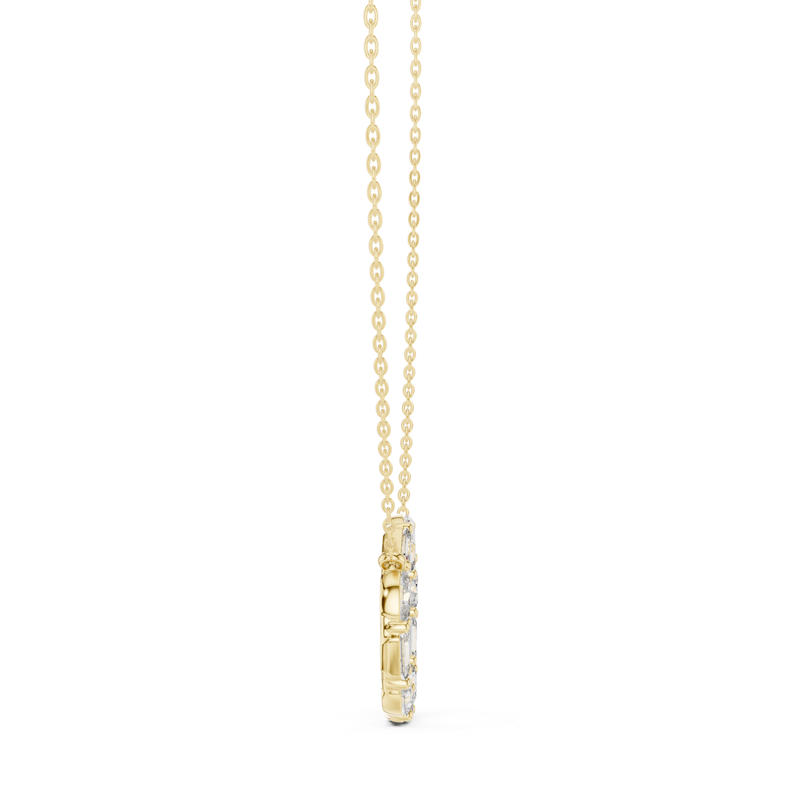 14K Solid Gold Lab Diamond Pendant Necklace, Yellow Gold, view 3
