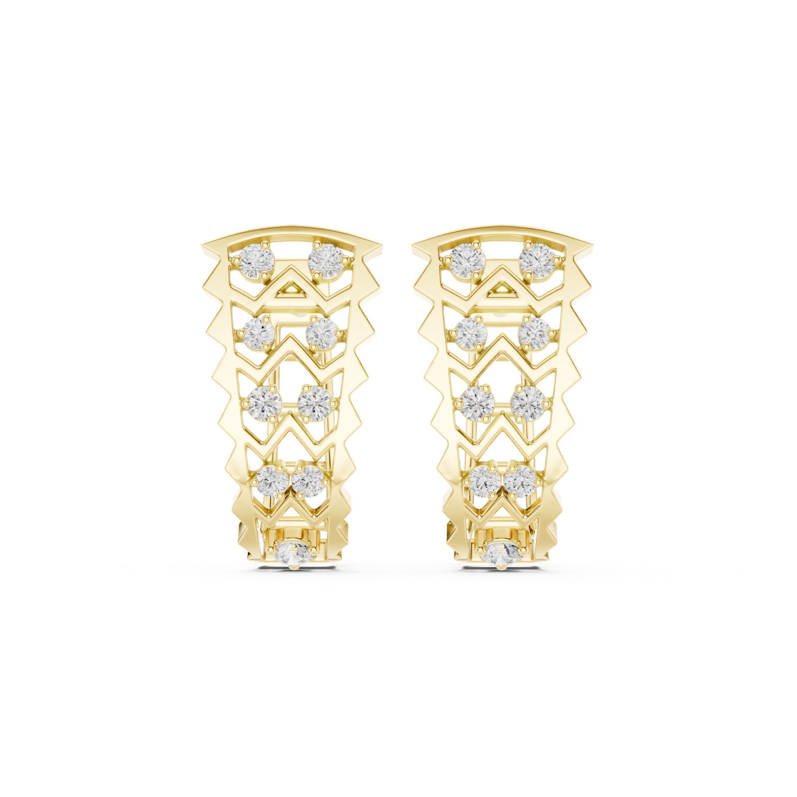14K Solid Gold Lab Diamond Cluster Earrings, Yellow Gold