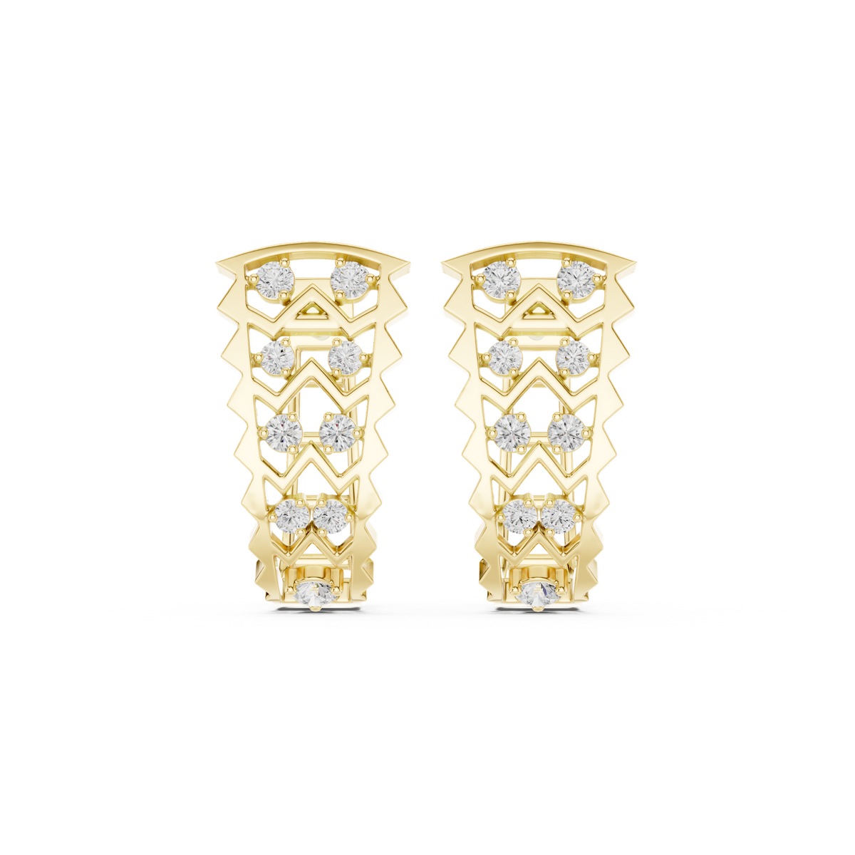 14K Solid Gold Lab Diamond Cluster Earrings, Yellow Gold