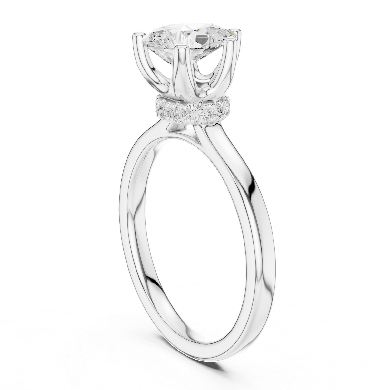 Gold Ring DDLR-176, Pear center stone, White Gold, view 1