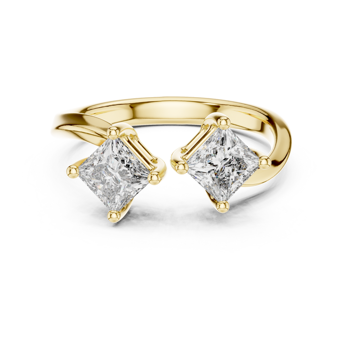 14K Solid Gold Lab Diamond Crossover Ring, Yellow Gold
