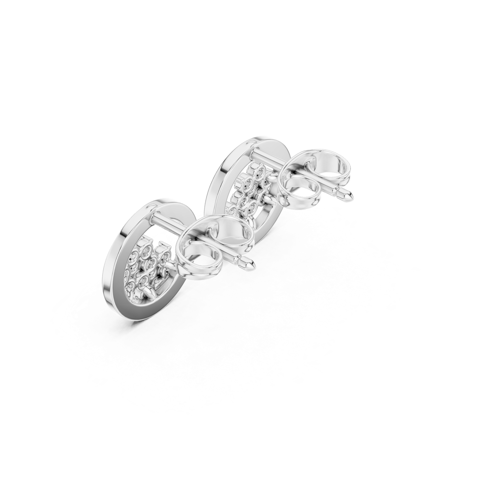 Gold Earrings SBER(13), White Gold, view 2
