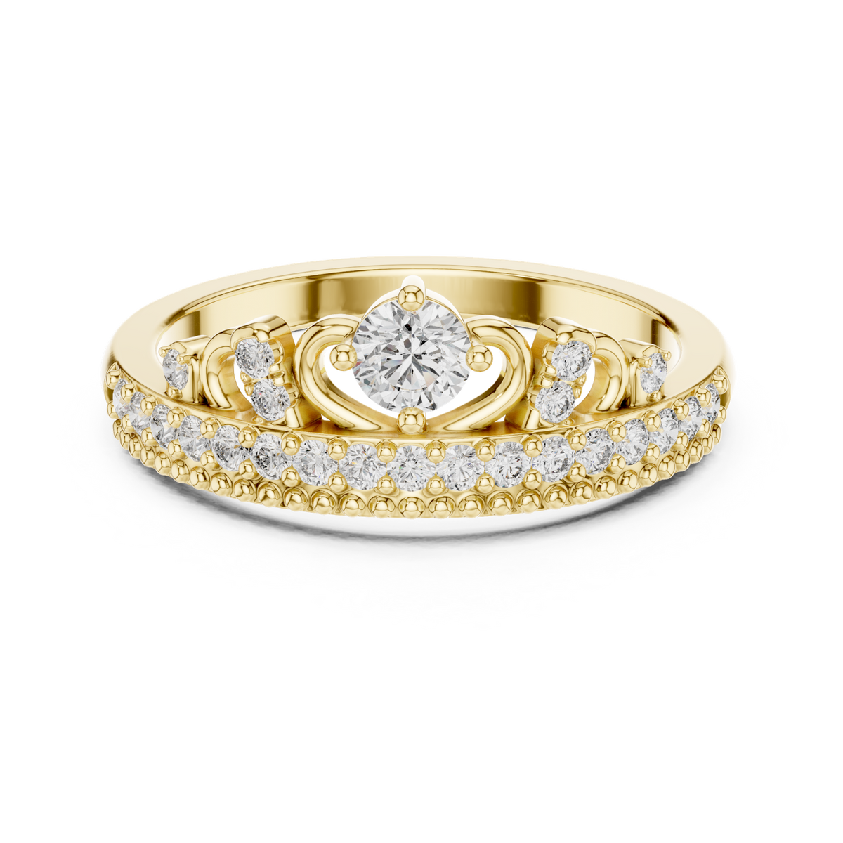 14K Solid Gold Lab Diamond Vintage Ring, Yellow Gold