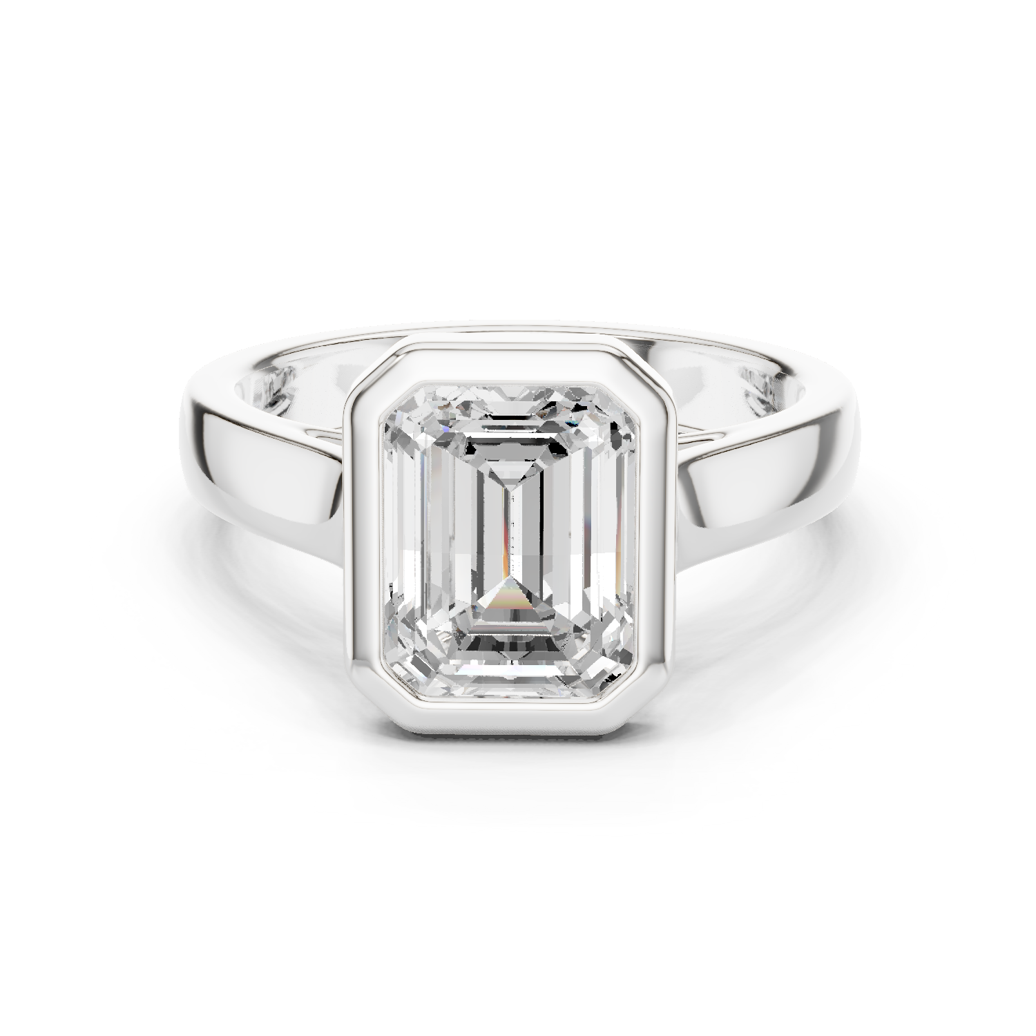 Gold Jewelry L36-3, Emerald center stone, White Gold
