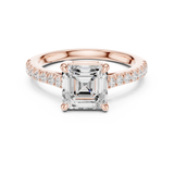 Gold Ring DDLR-039, Asscher center stone, Rose Gold, view 4