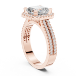 Gold Ring DDLR-341, Asscher center stone, Rose Gold, view 1