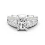 Gold Ring, Radiant center stone, White Gold