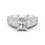 Gold Ring, Radiant center stone, White Gold