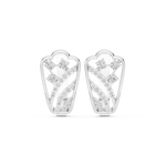14K Solid Gold Lab Diamond Cluster Earrings, White Gold