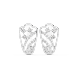 14K Solid Gold Lab Diamond Cluster Earrings, White Gold