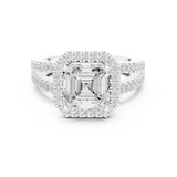 Gold Ring DDLR-350, Asscher center stone, White Gold, view 4