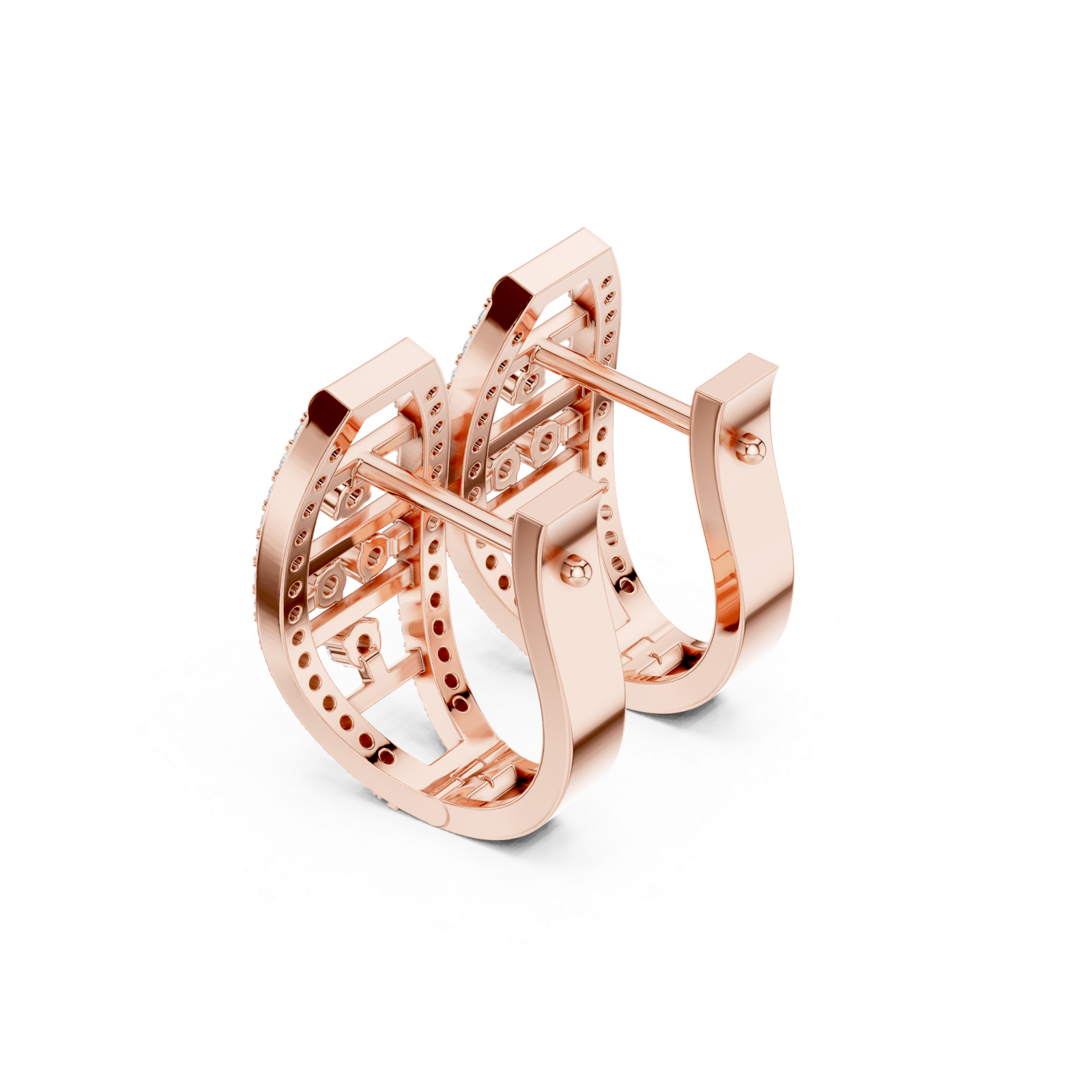 14K Solid Gold Lab Diamond Cluster Earrings, Rose Gold, view 2