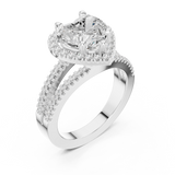 Gold Ring DDLR-350, Heart center stone, White Gold, view 2