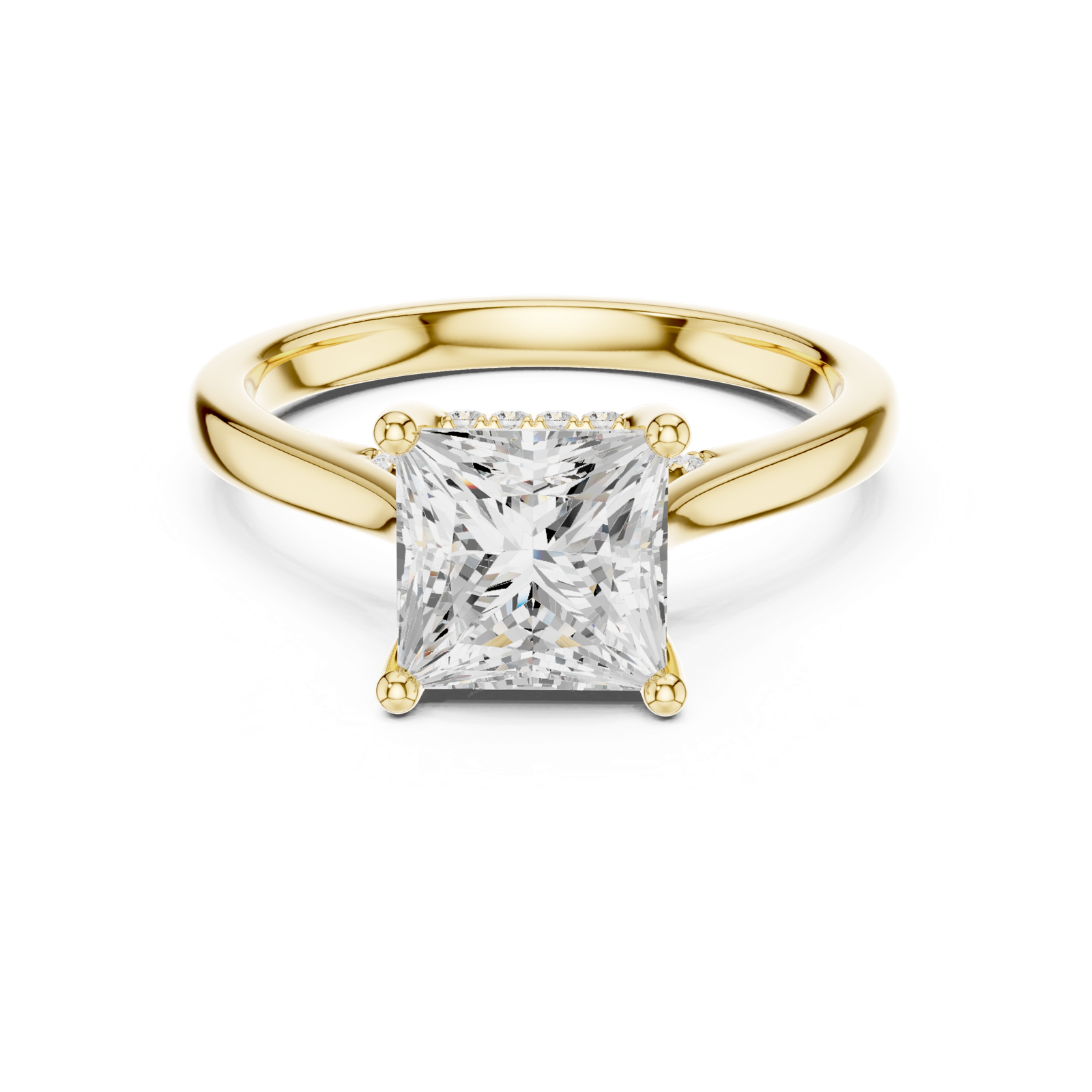 Gold Ring DDLR-163, Princess center stone, Yellow Gold, view 4