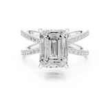 Gold Jewelry, Emerald center stone, White Gold, view 4