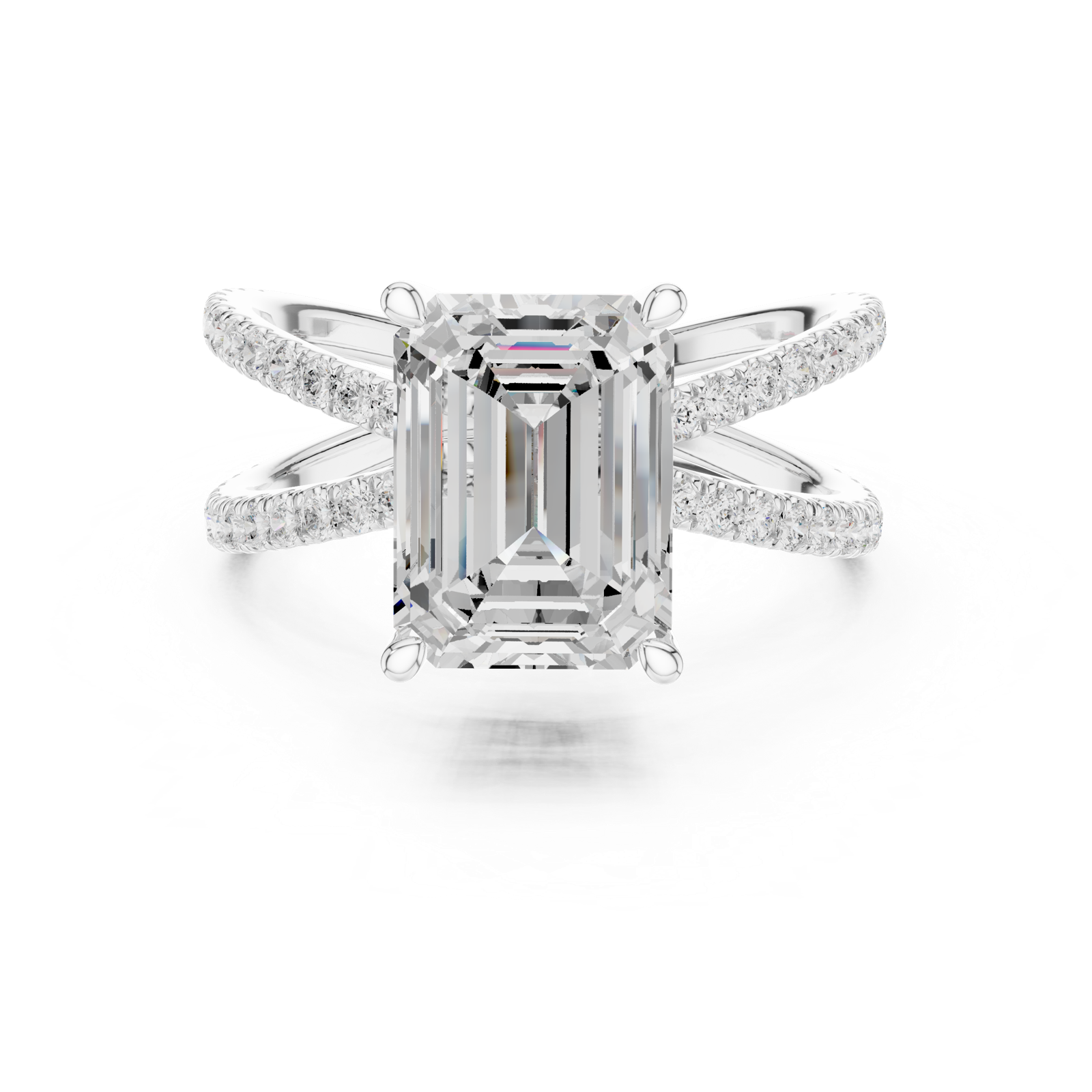 Gold Jewelry, Emerald center stone, White Gold, view 4