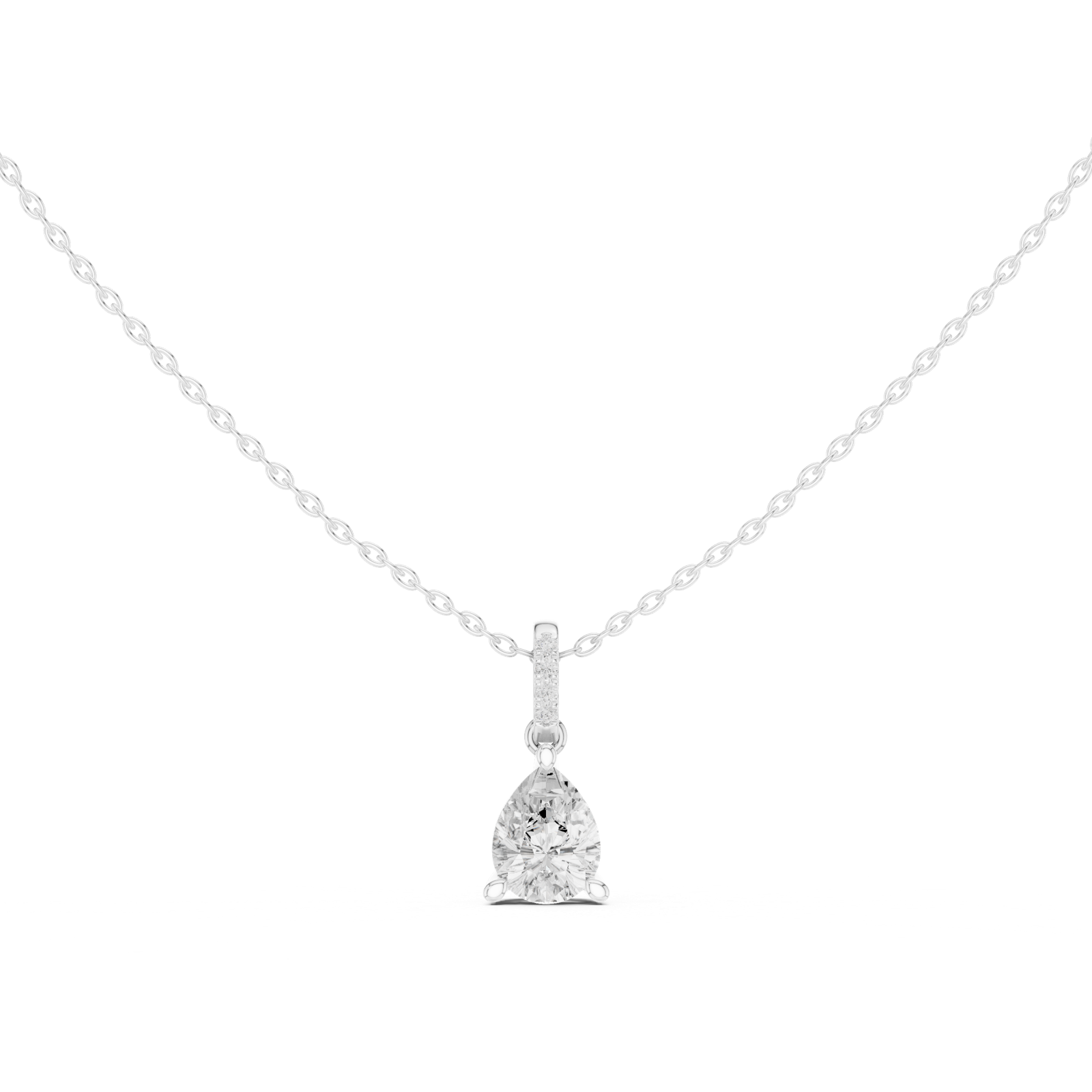 Gold Jewelry DDPO-009, Pear center stone, White Gold, view 4
