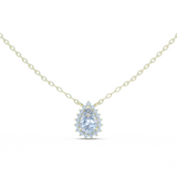 14K Solid Gold Lab Diamond Halo Pendant Necklace, Yellow Gold