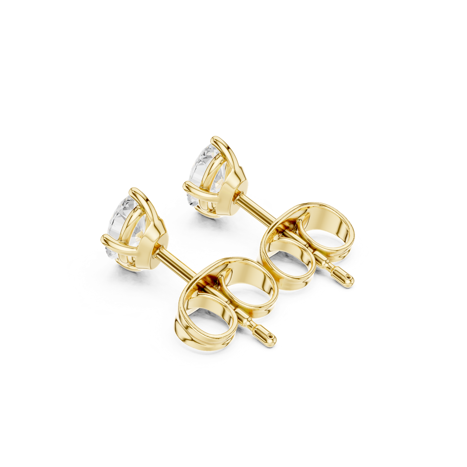 14K Solid Gold Lab Diamond Stud Earrings, Yellow Gold, view 2