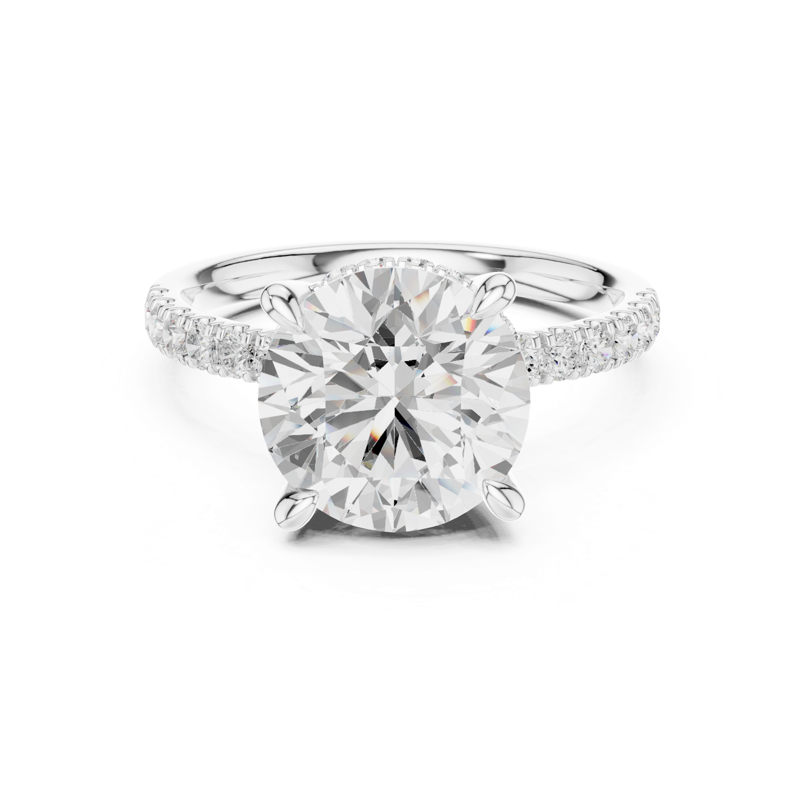 Gold Ring DDLR-259, Round center stone, White Gold, view 4