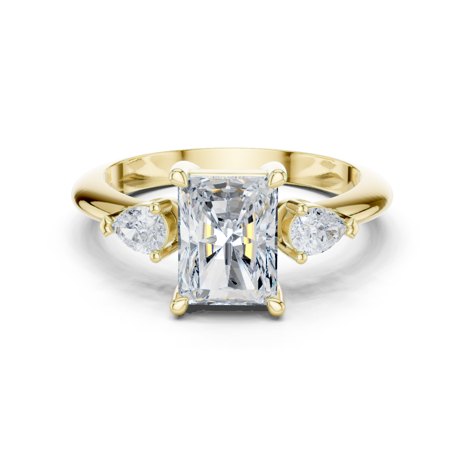 Gold Jewelry L35-66, Radiant center stone, Yellow Gold