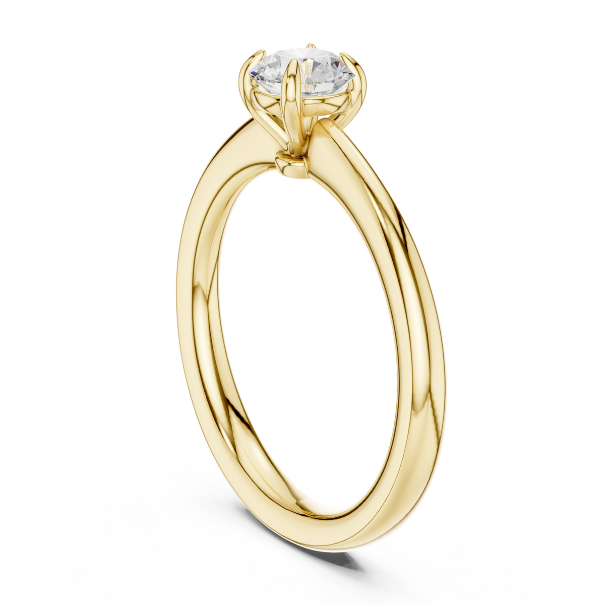 14K Solid Gold Lab Diamond Solitaire Ring, Yellow Gold, view 1