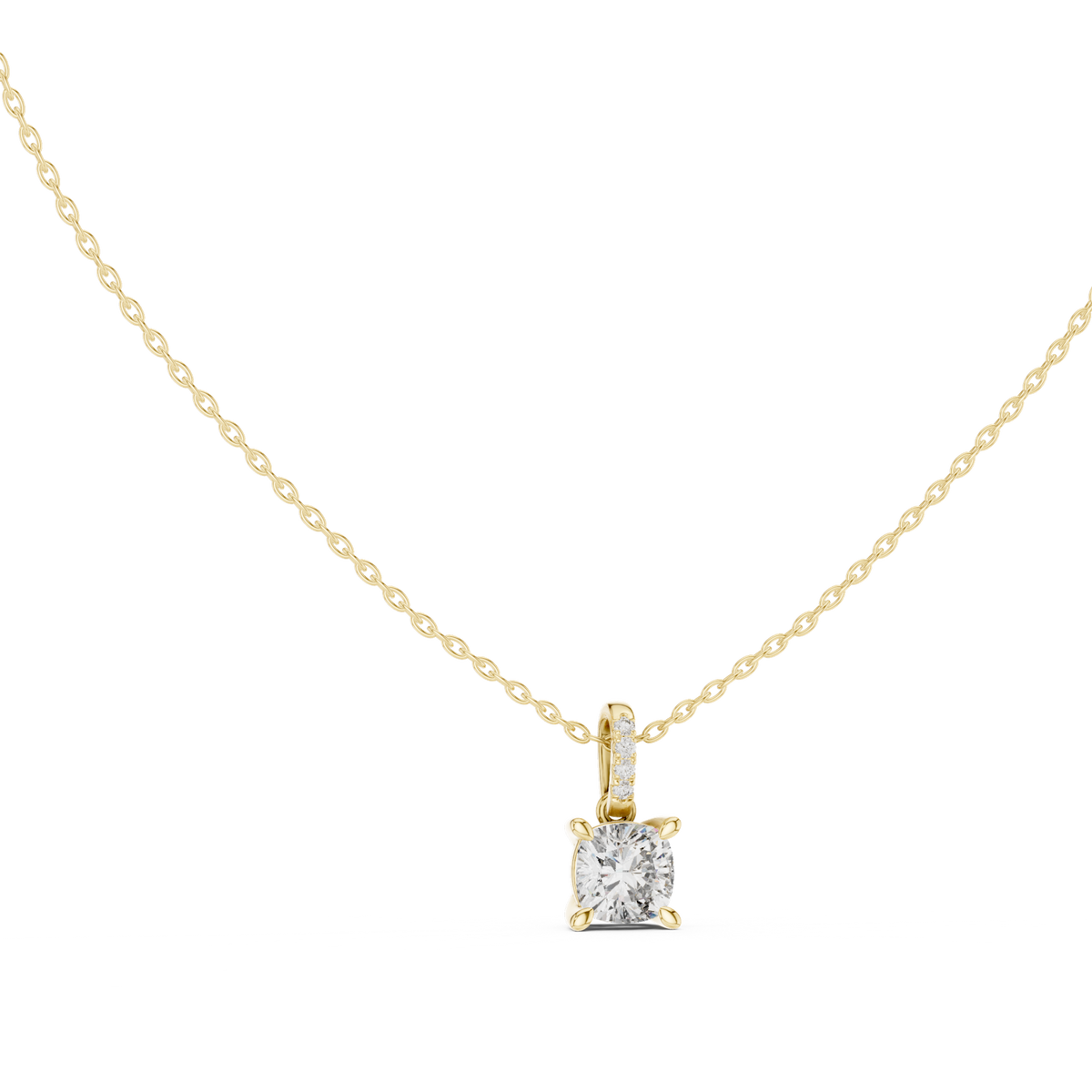 14K Solid Gold Lab Diamond Solitaire Pendant Necklace, Yellow Gold, view 1