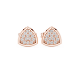 14K Solid Gold Lab Diamond Cluster Earrings, Rose Gold