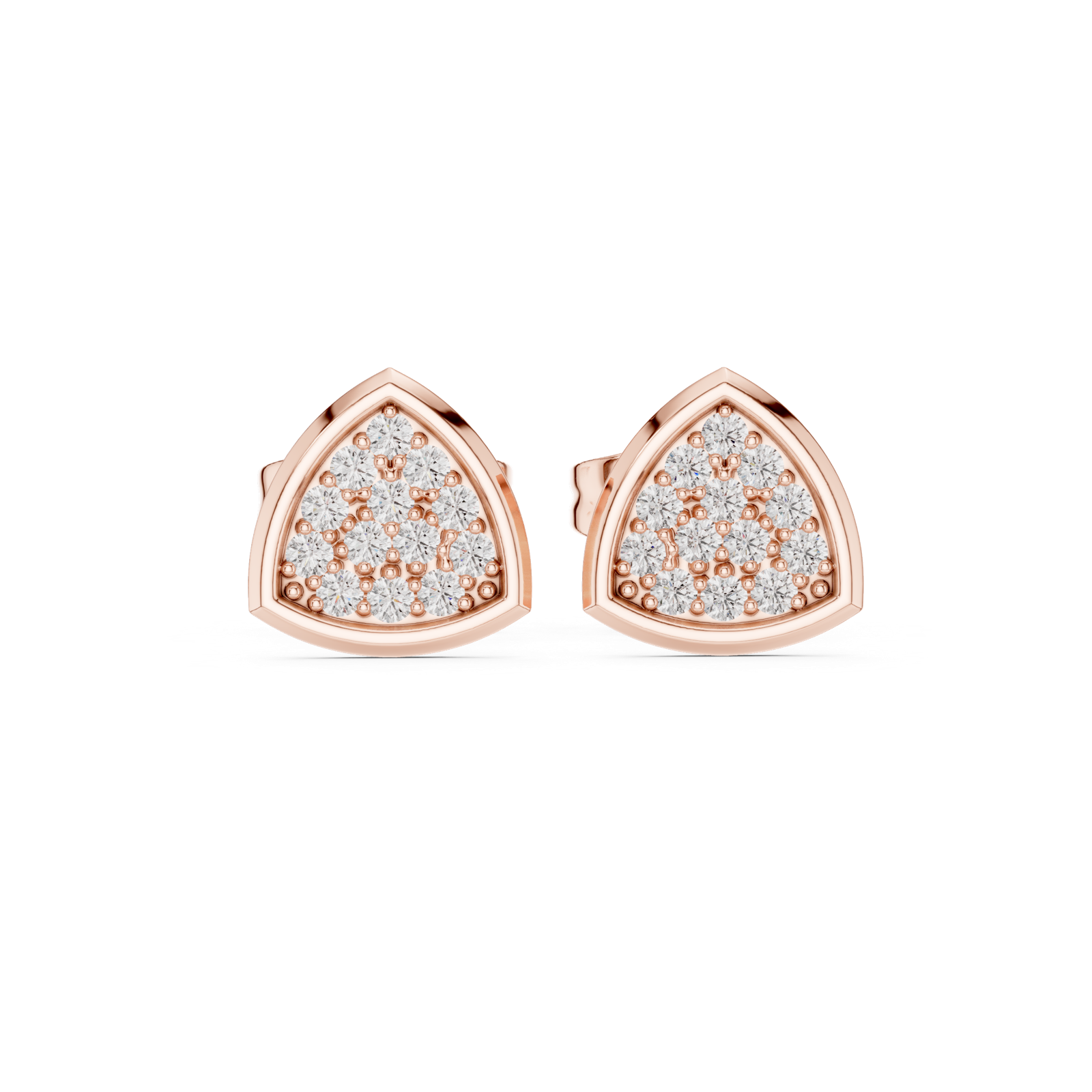 14K Solid Gold Lab Diamond Cluster Earrings, Rose Gold