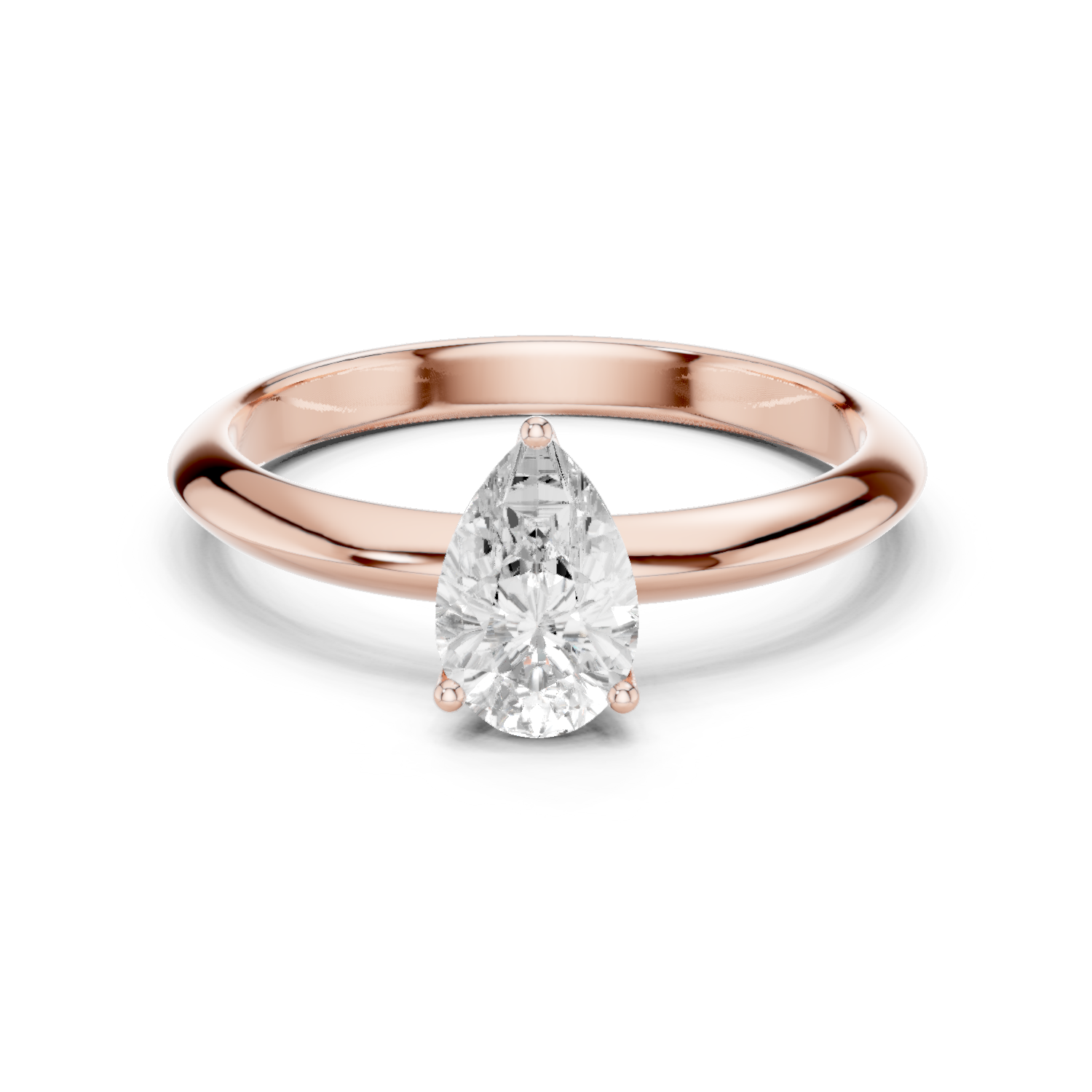 Gold Jewelry L36-6, Pear center stone, Rose Gold