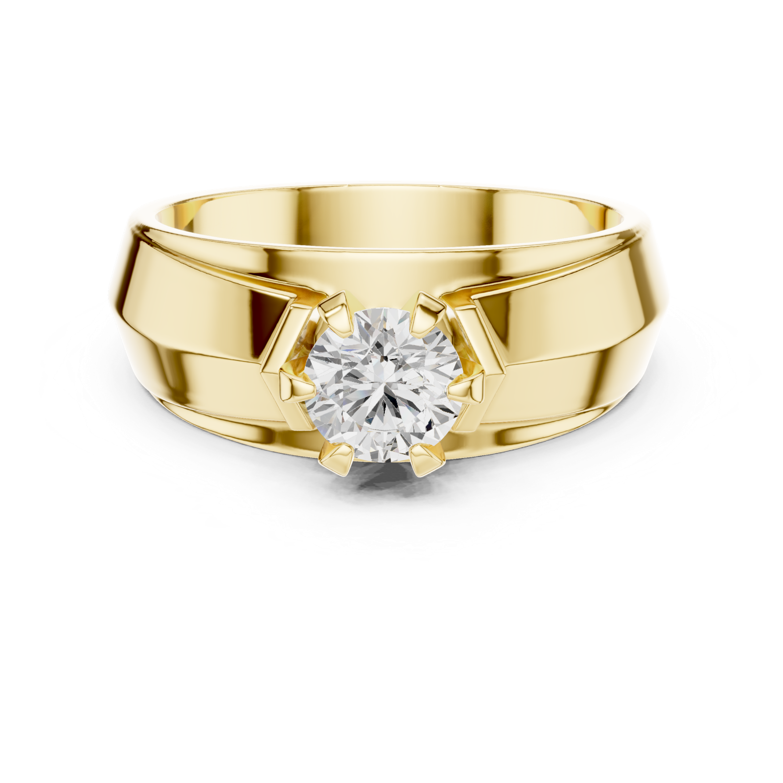 14K Solid Gold Lab Diamond Solitaire Ring, Yellow Gold, view 4