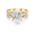 Gold Ring DDLR-300, Princess center stone, Yellow Gold, view 4