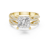 Gold Ring DDLR-300, Princess center stone, Yellow Gold, view 4